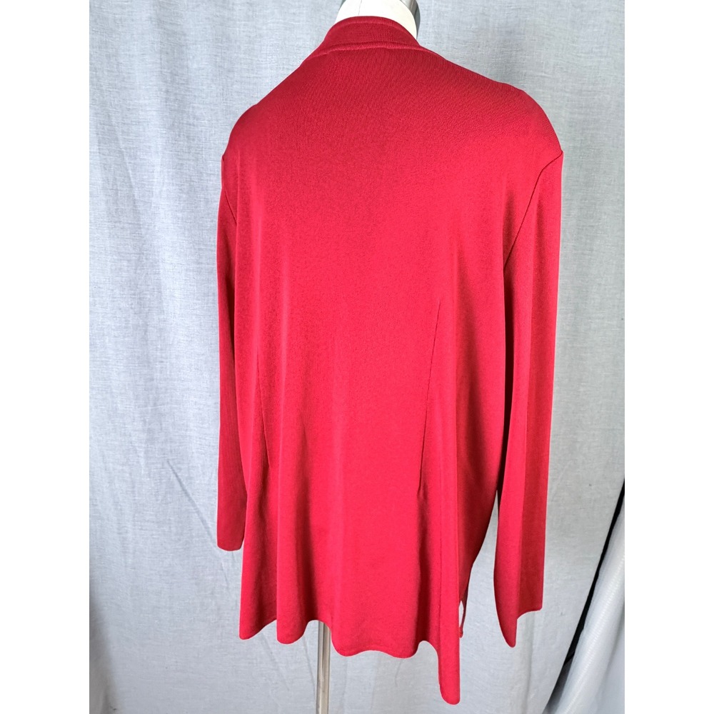 Vintage Misook Red Knit Cardigan Jacket Longline Gold‎ Buttons 3X - Picture 4 of 12